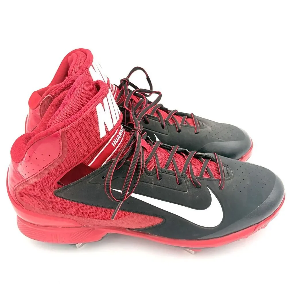 Nike Huarache Baseball Cleats Mens Size 14 Red Black Metal Spikes New
